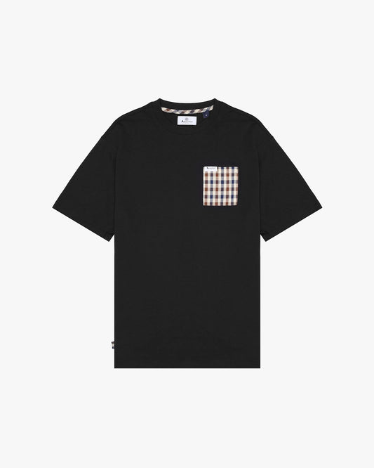 Aquascutum Active Club Check Iconic Pocket T-Shirt Black