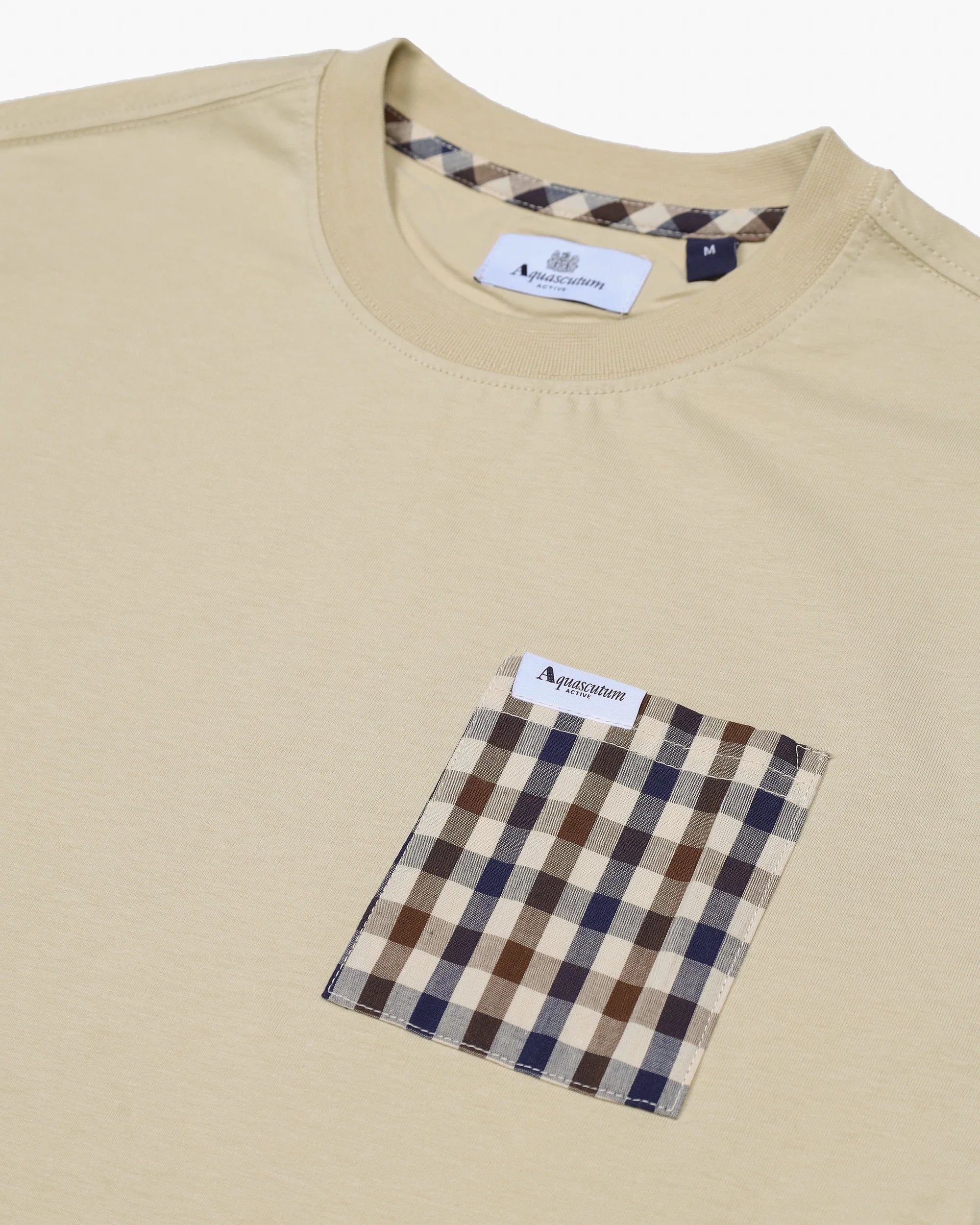 Aquascutum Active Club Check Iconic Pocket T-Shirt Beige