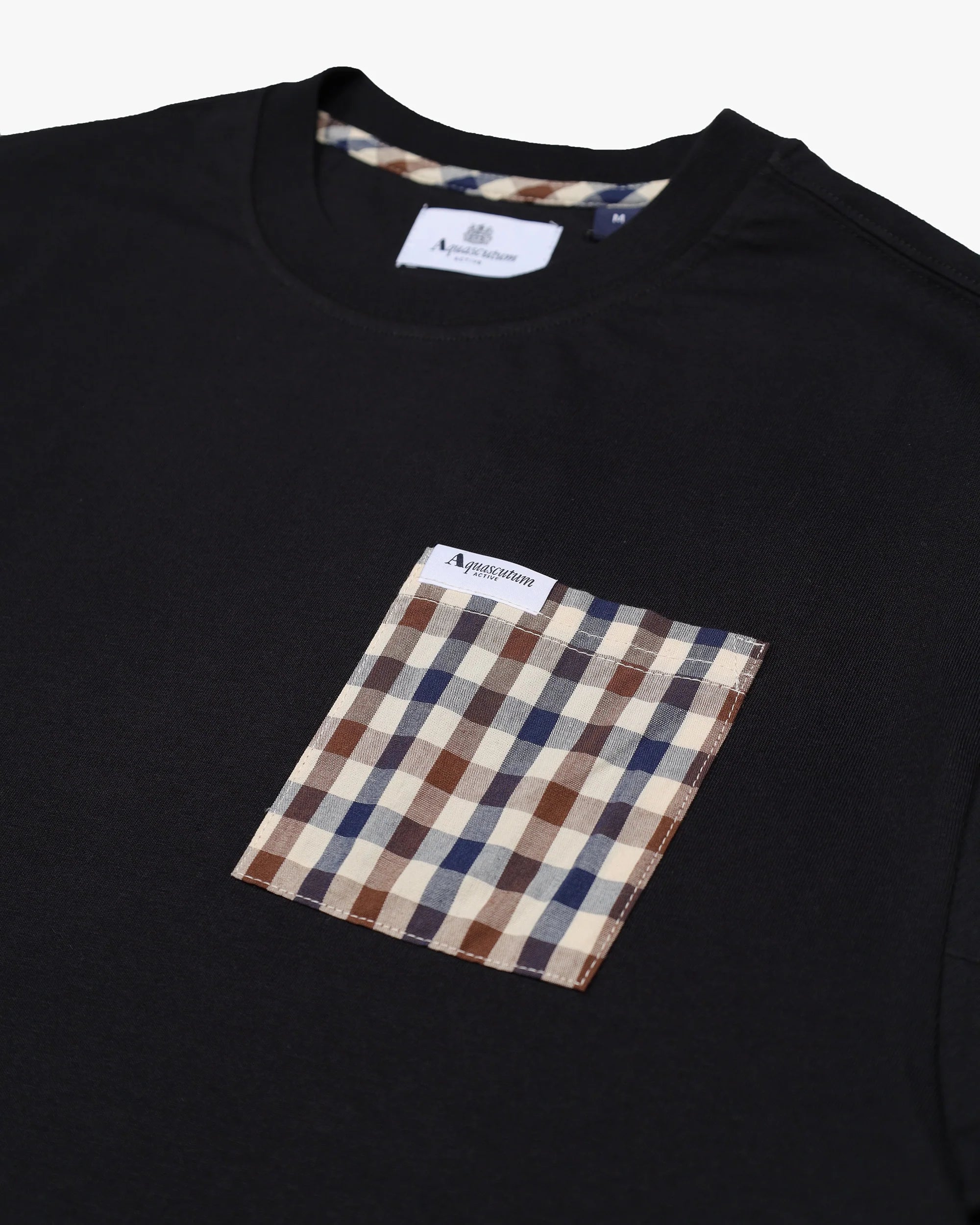 Aquascutum Active Club Check Iconic Pocket T-Shirt Black