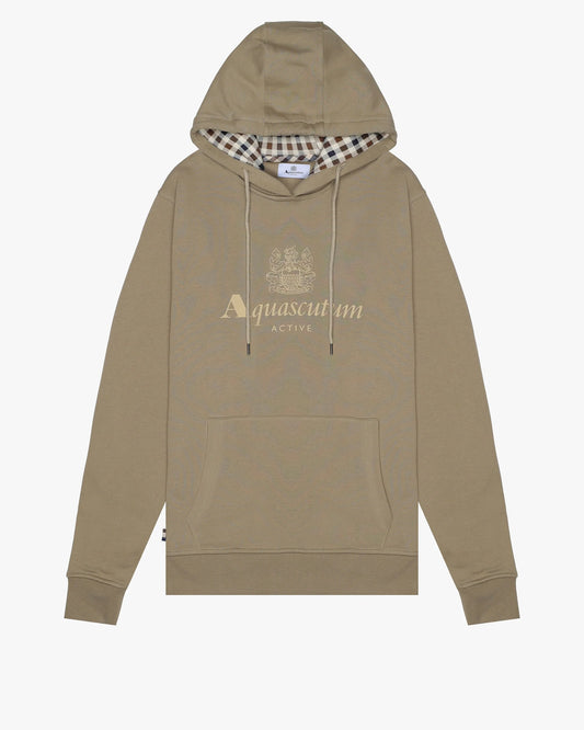 Aquascutum Active Big Logo Hoodie Fleece Khaki