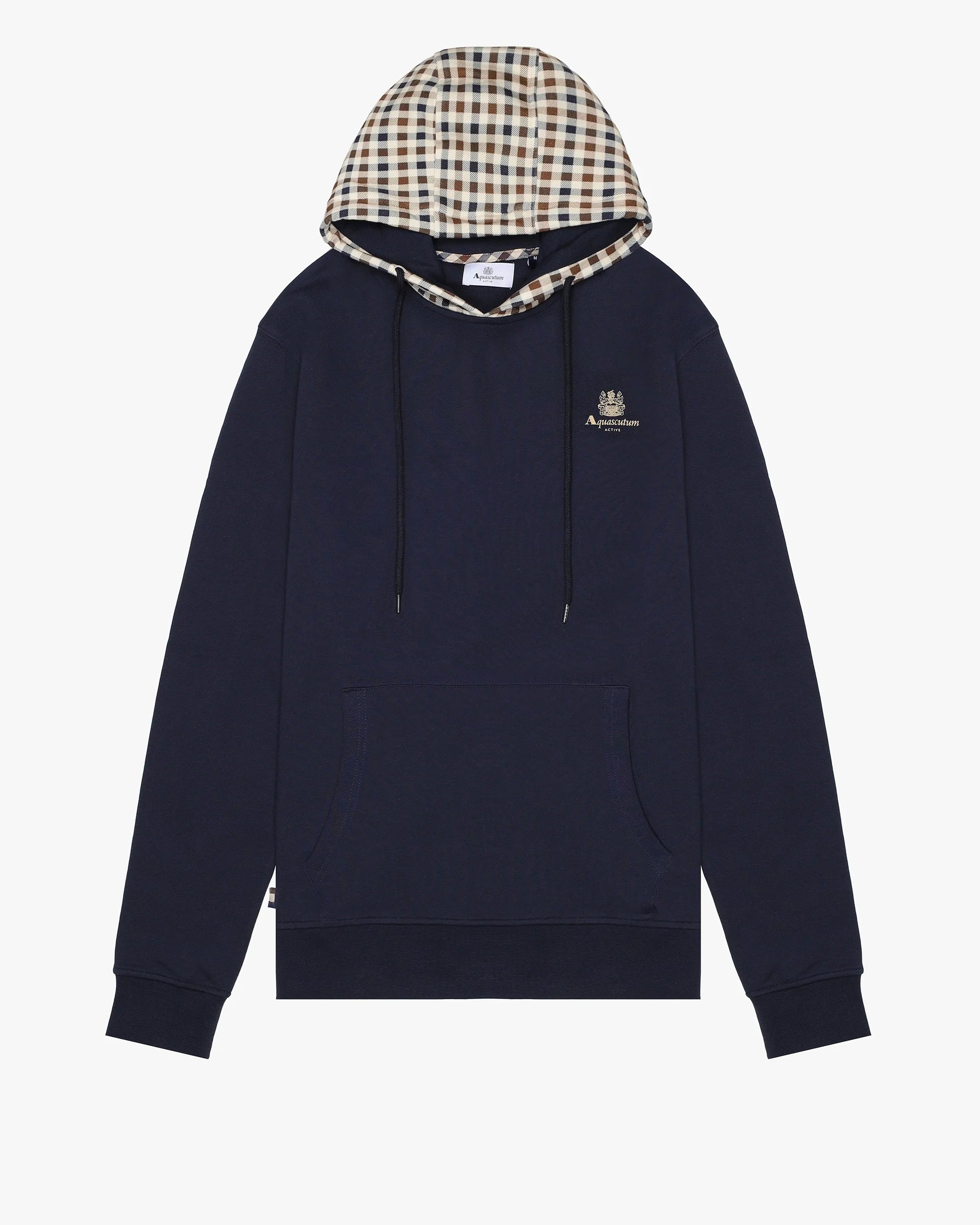 Aquascutum Active Club Check Hoodie Fleece Navy
