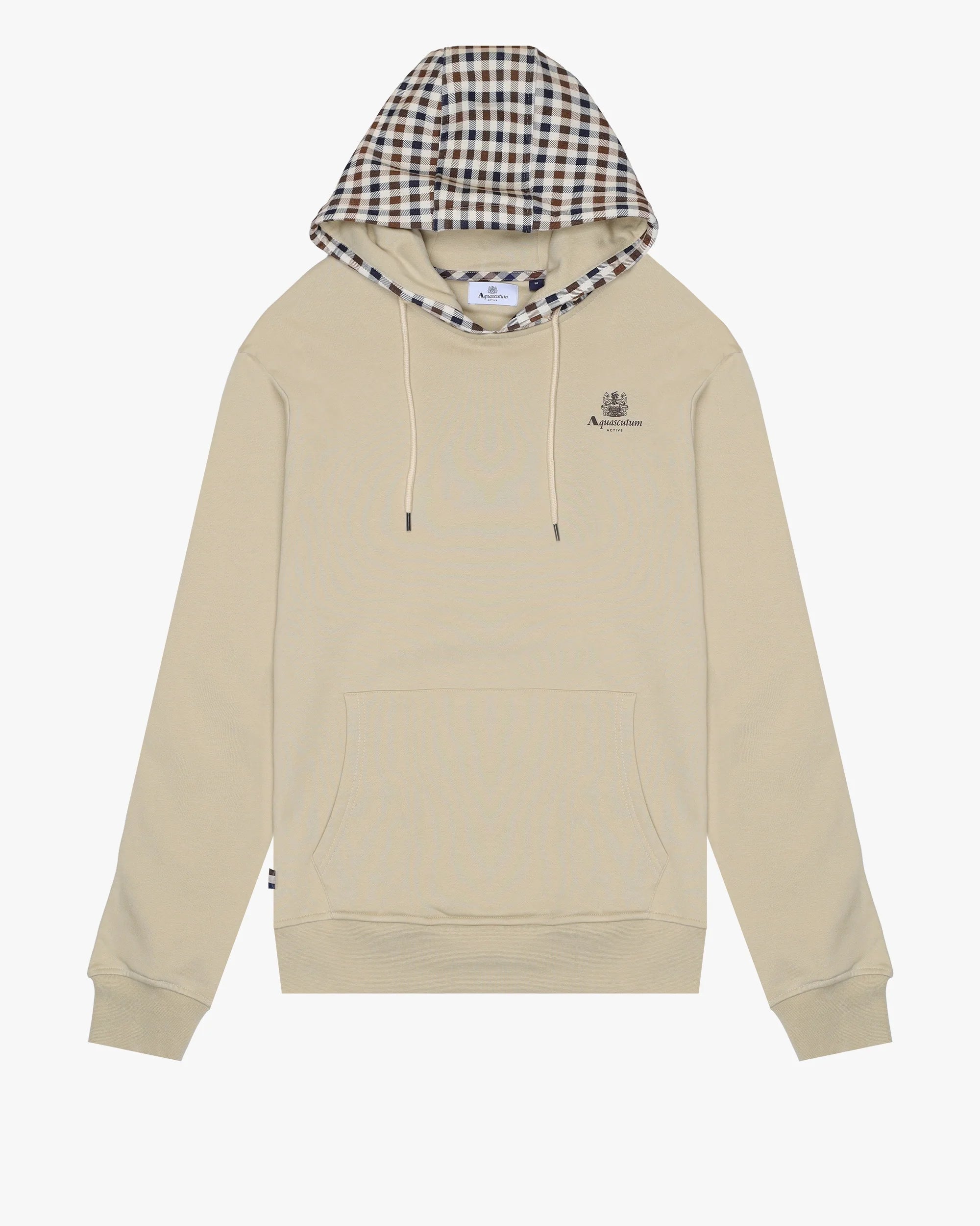 Aquascutum Active Club Check Hoodie Fleece Beige