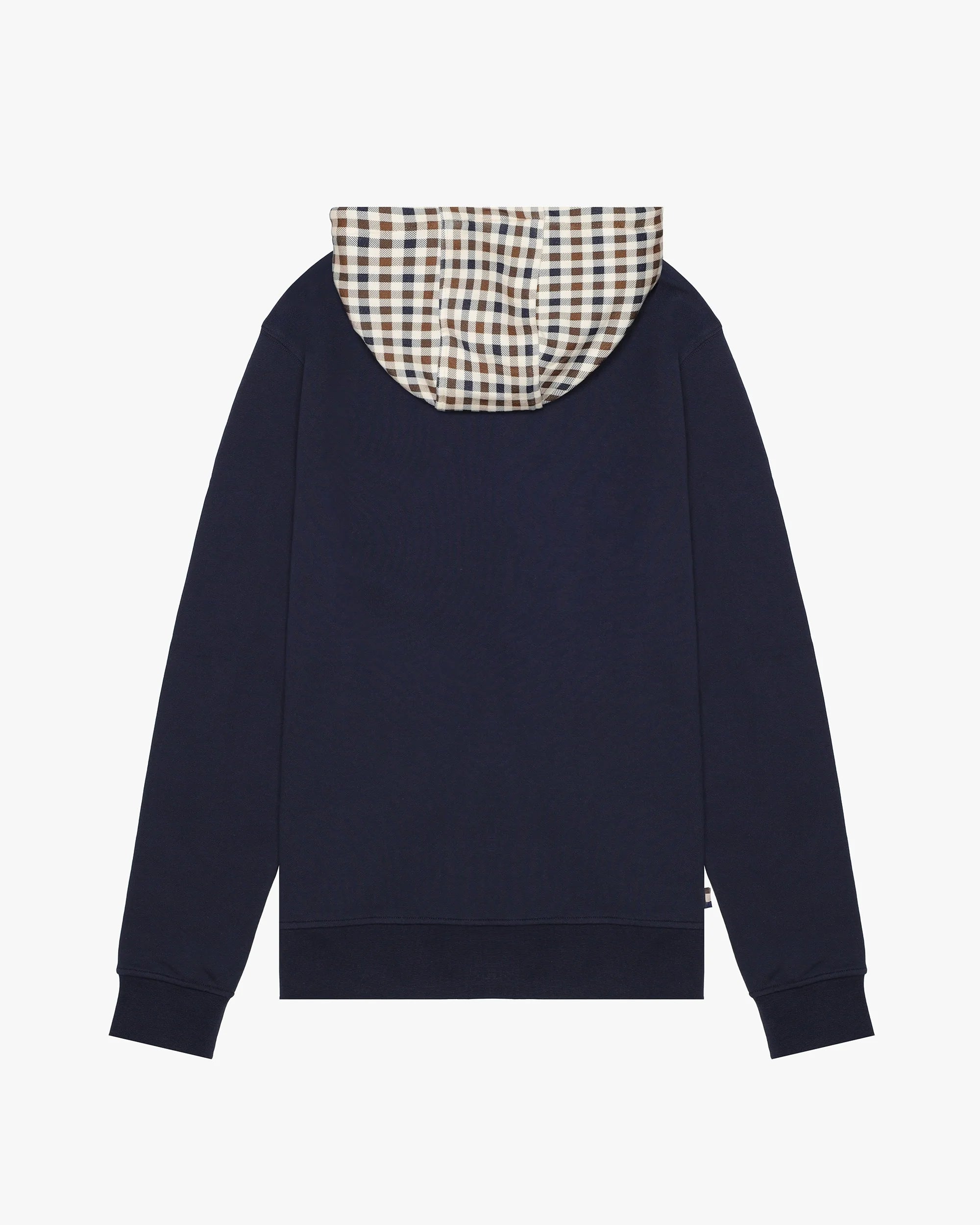 Aquascutum Active Club Check Hoodie Fleece Navy