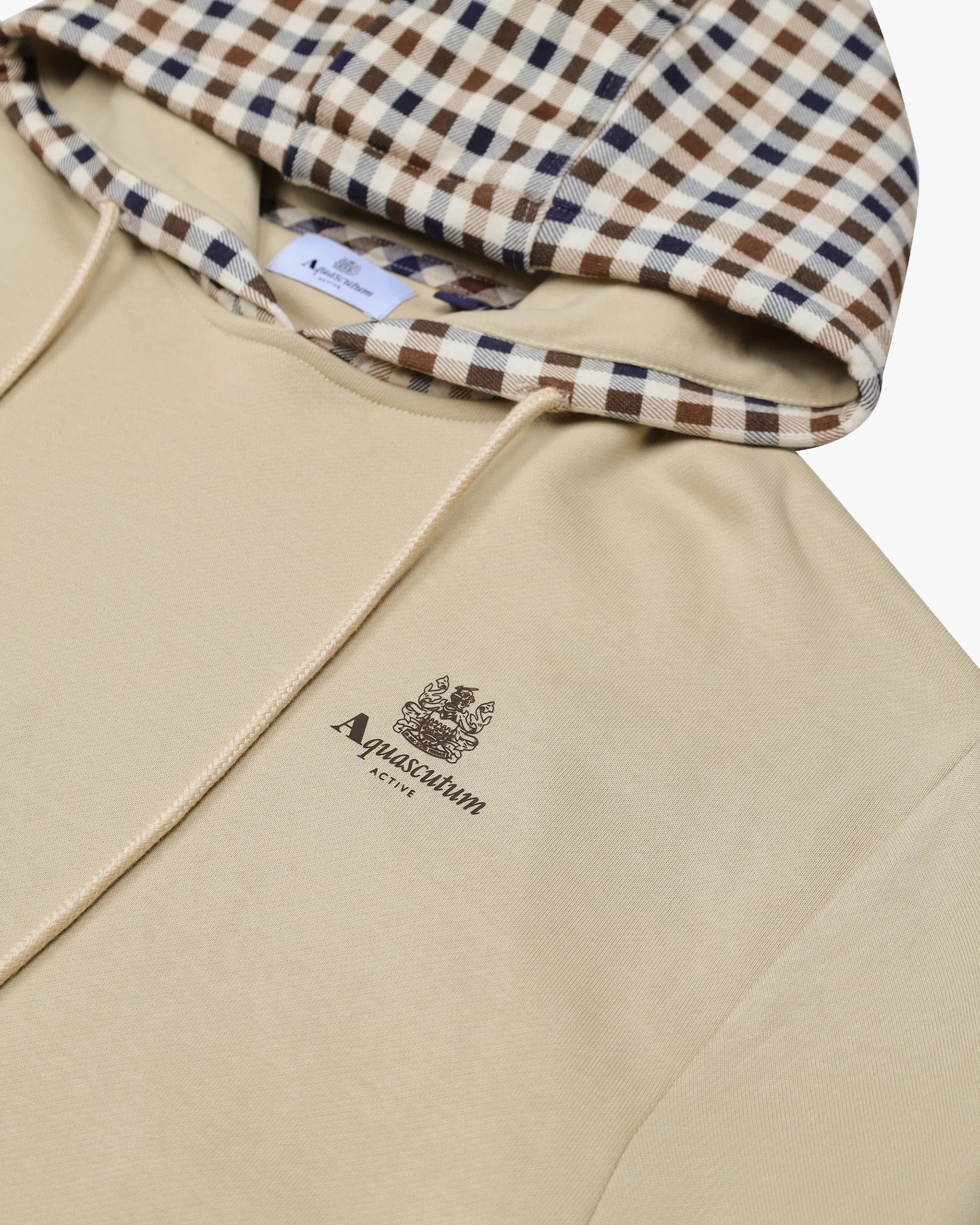 Aquascutum Active Club Check Hoodie Fleece Beige