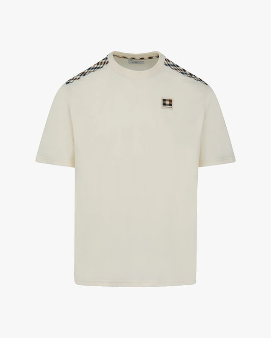 Aquascutum Check Insert Lamina T-shirt Old White