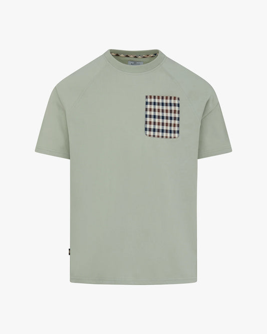 Aquascutum Raglan Check Pocket T-Shirt Salvia