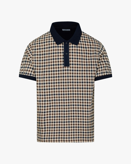 Aquascutum Stretch Pique Check/Navy Polo