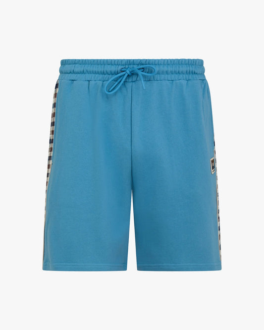 Aquascutum Lamina Check Insert Sweat Shorts Avio Blue