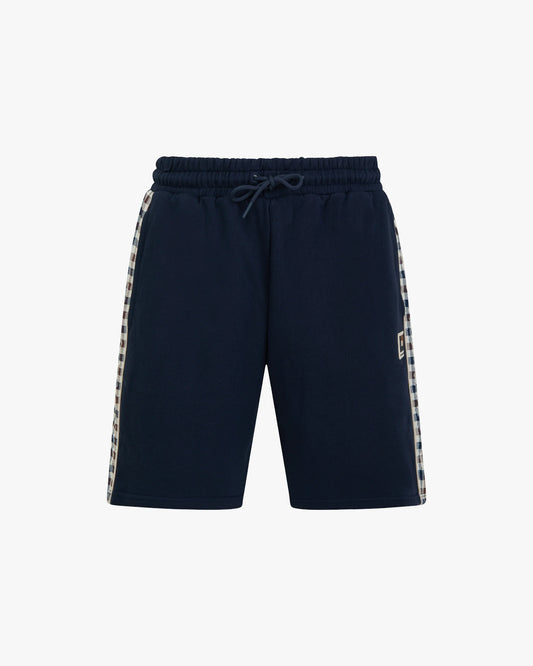 Aquascutum Lamina Check Insert Sweat Shorts Navy