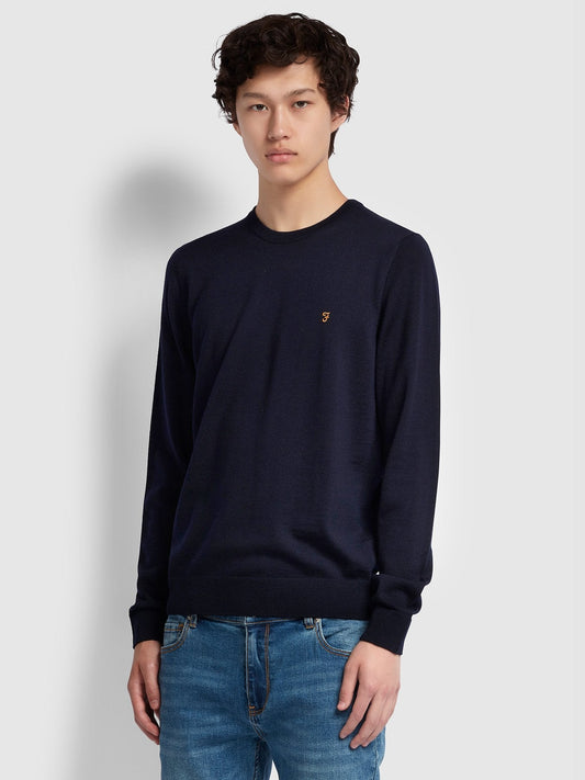 Farah Mullen Merino Wool Jumper in True Navy