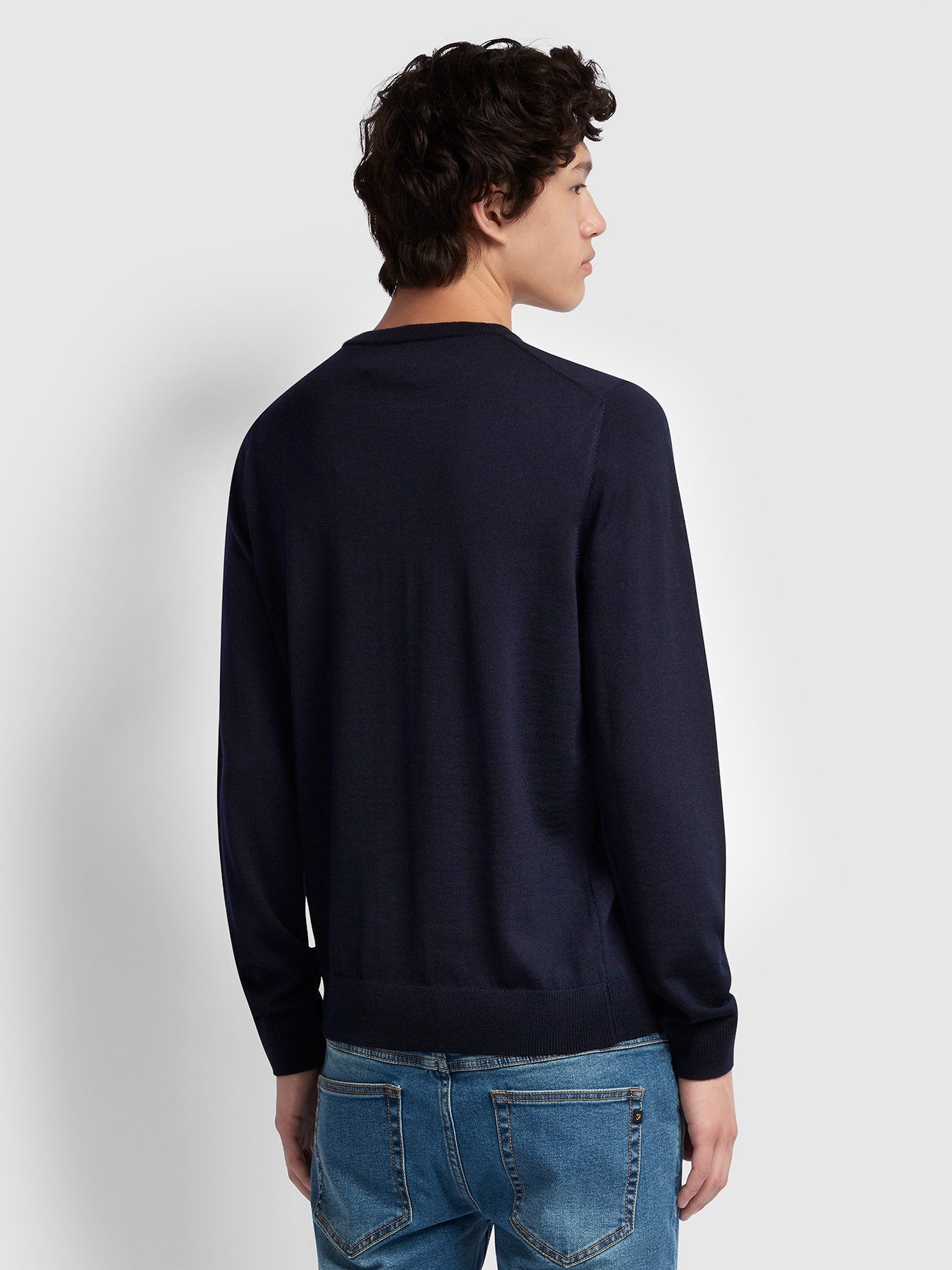 Farah Mullen Merino Wool Jumper in True Navy