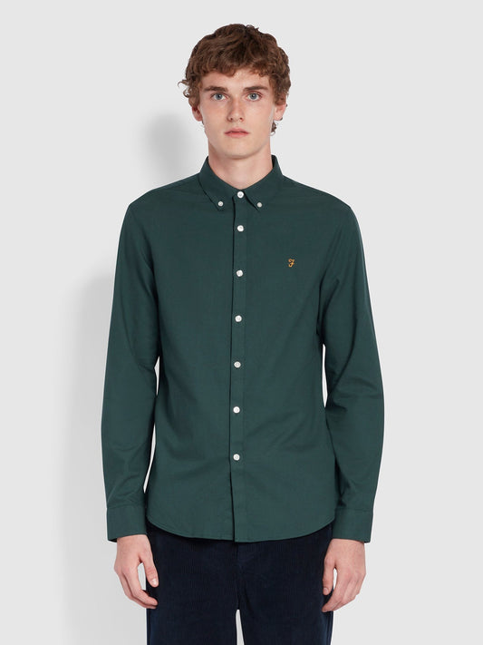 Farah Long Sleeve Brewer Shirt in Forest Green