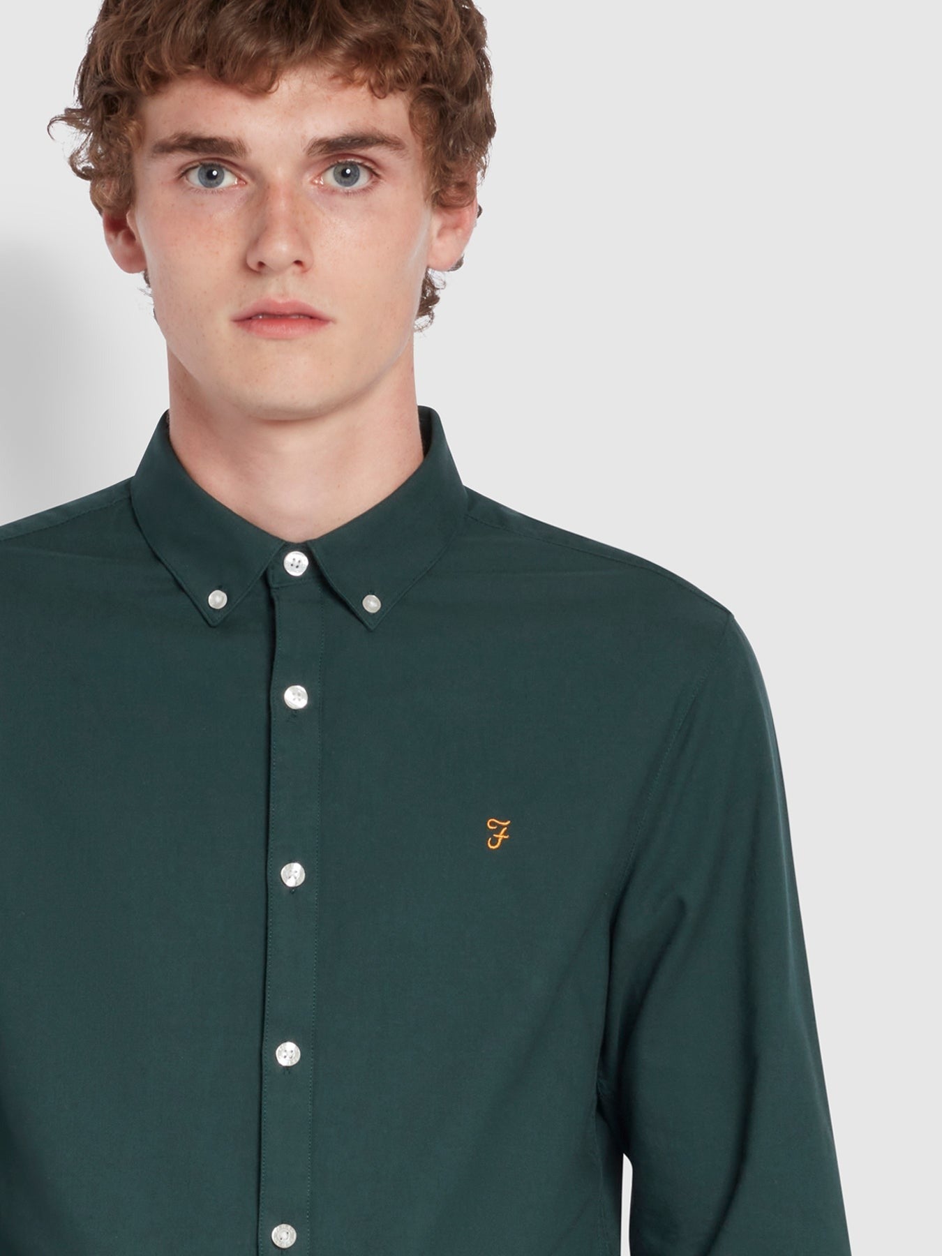 Farah Long Sleeve Brewer Shirt in Forest Green