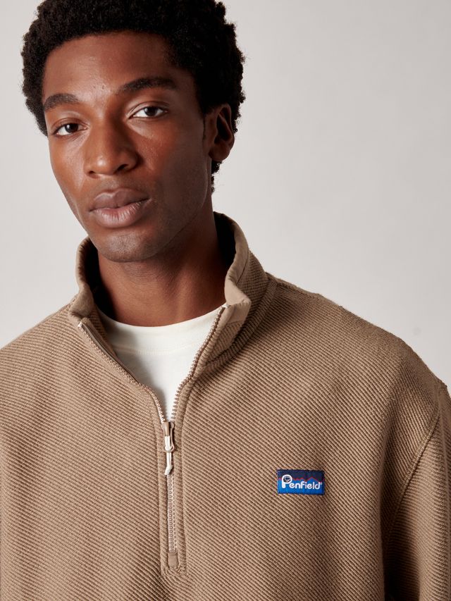 Penfield Berkley 1/2 Textured Funnel Zip Sweat Lead Gray
