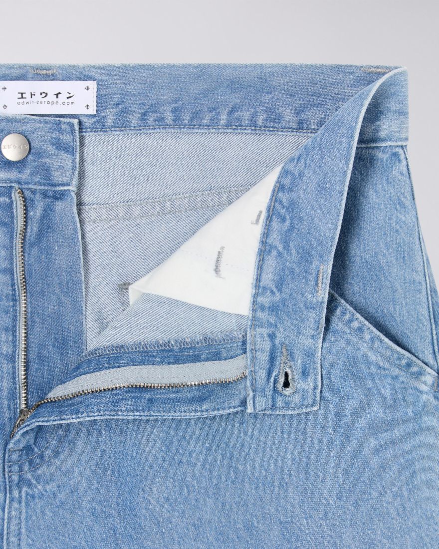 Edwin Bridger Denim Shorts Blue Heavy Bleach Wash