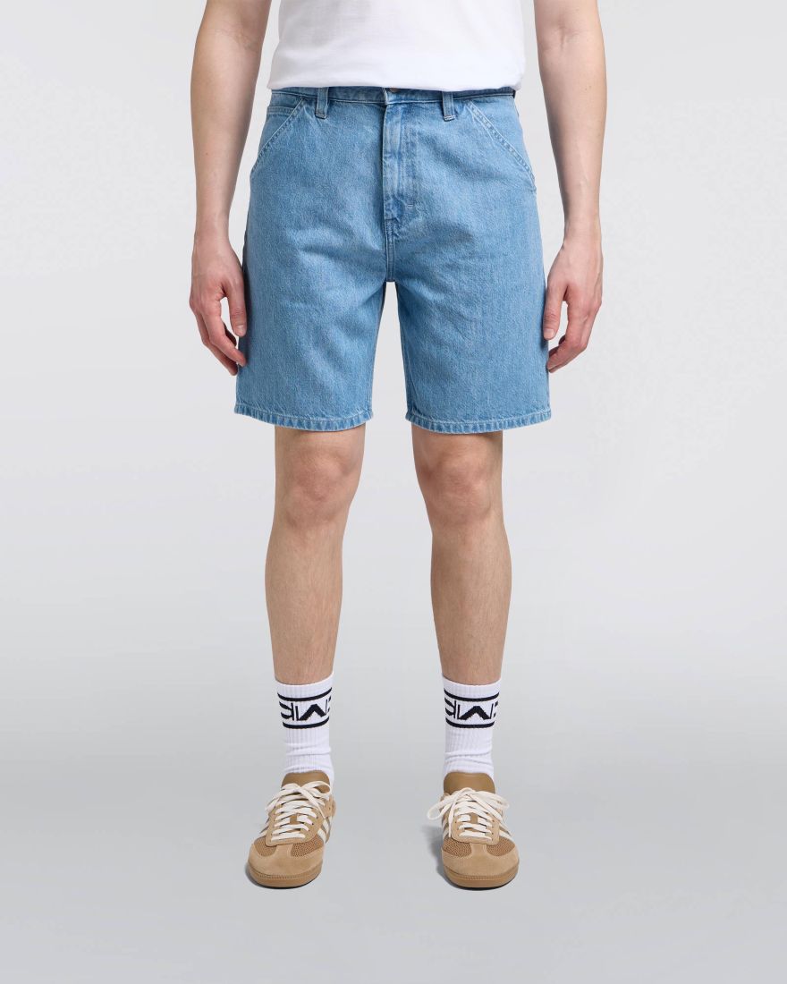 Edwin Bridger Denim Shorts Blue Heavy Bleach Wash