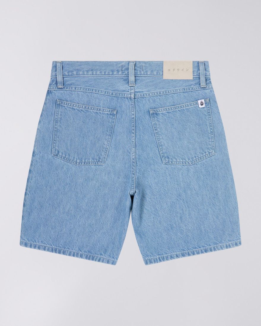 Edwin Bridger Denim Shorts Blue Heavy Bleach Wash