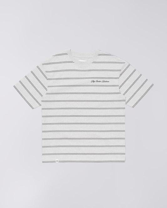 Edwin Bolton Striped T-Shirt Grey Marl