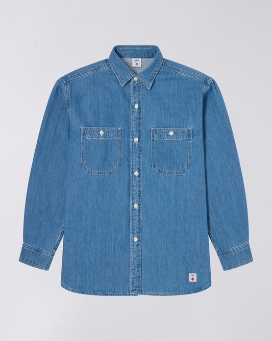 Edwin Work Denim Shirt Blue Light Used