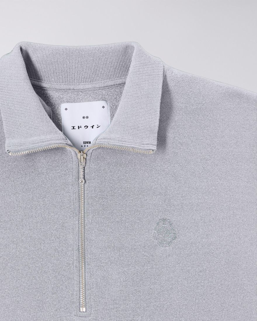Edwin Koji Half Zip Sweat Grey Marl