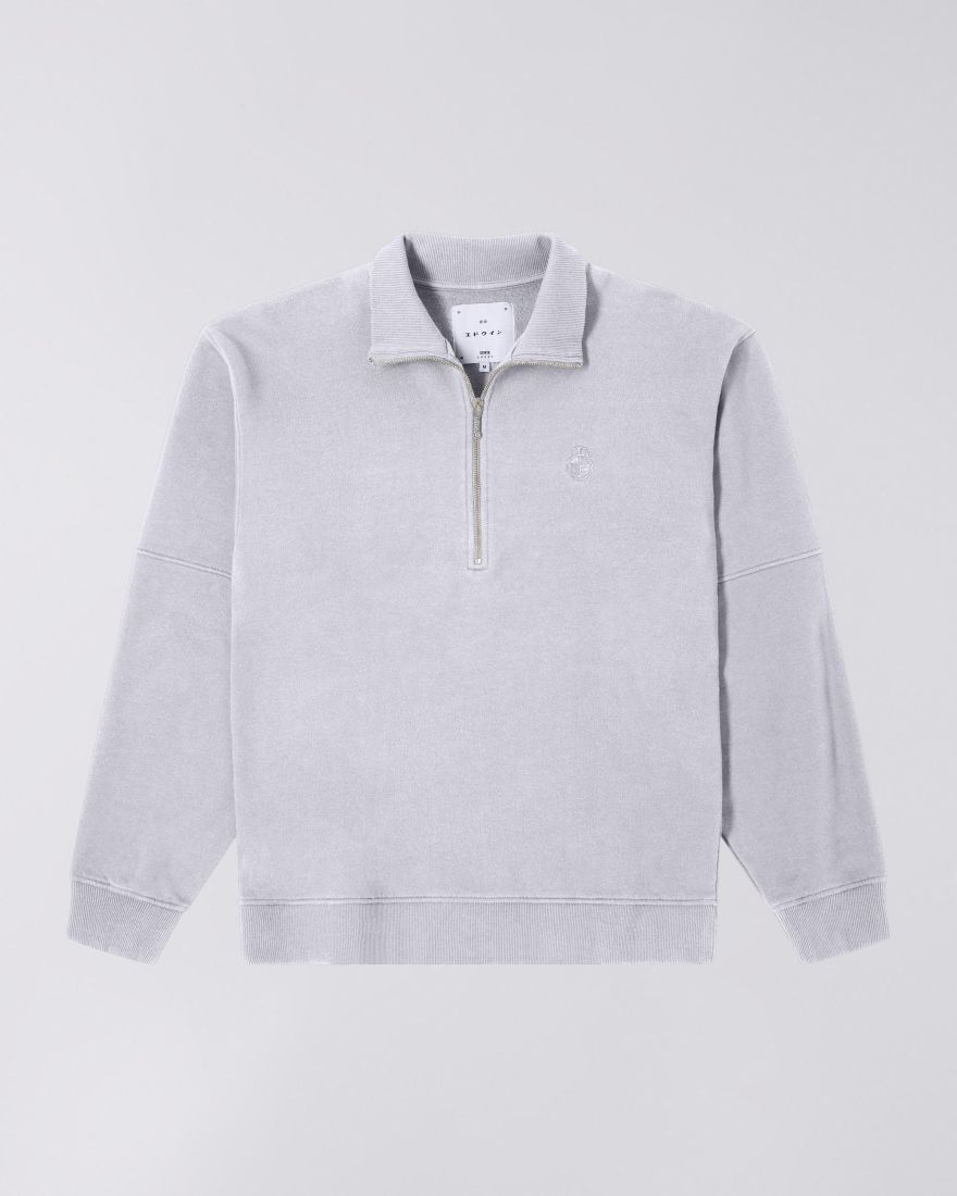 Edwin Koji Half Zip Sweat Grey Marl