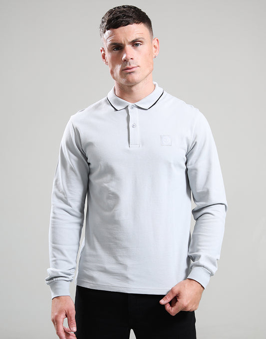 Marshall Artist Long Sleeved Tipped Polo Ghost Grey
