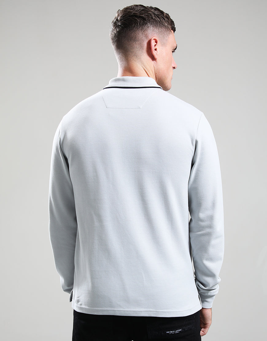 Marshall Artist Long Sleeved Tipped Polo Ghost Grey