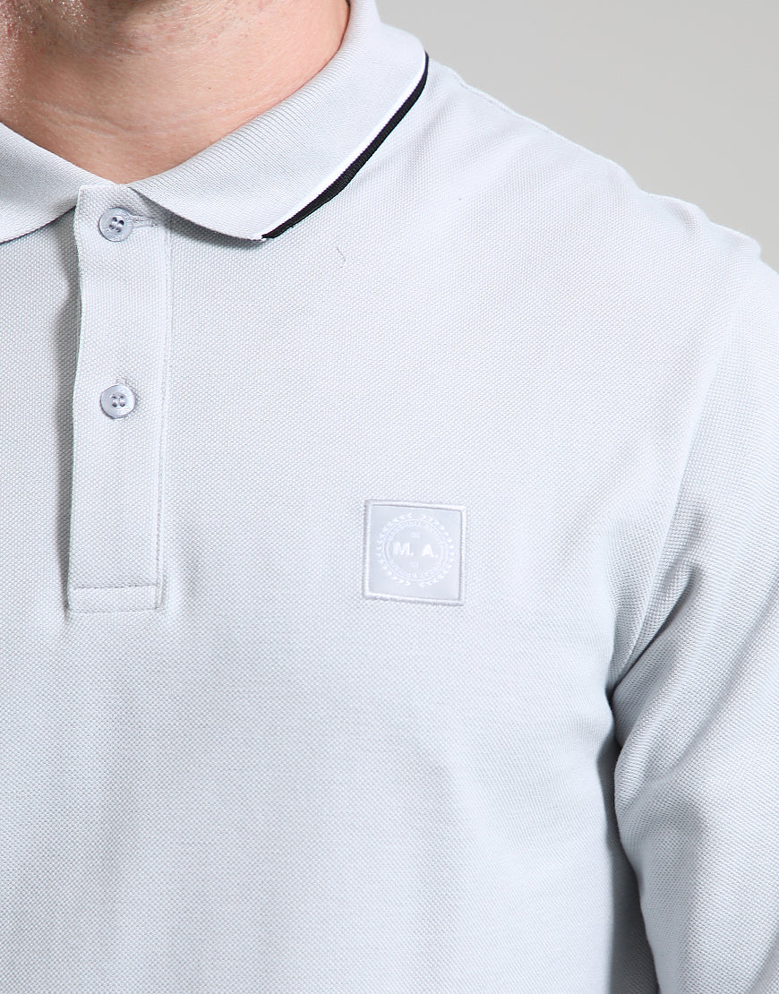 Marshall Artist Long Sleeved Tipped Polo Ghost Grey