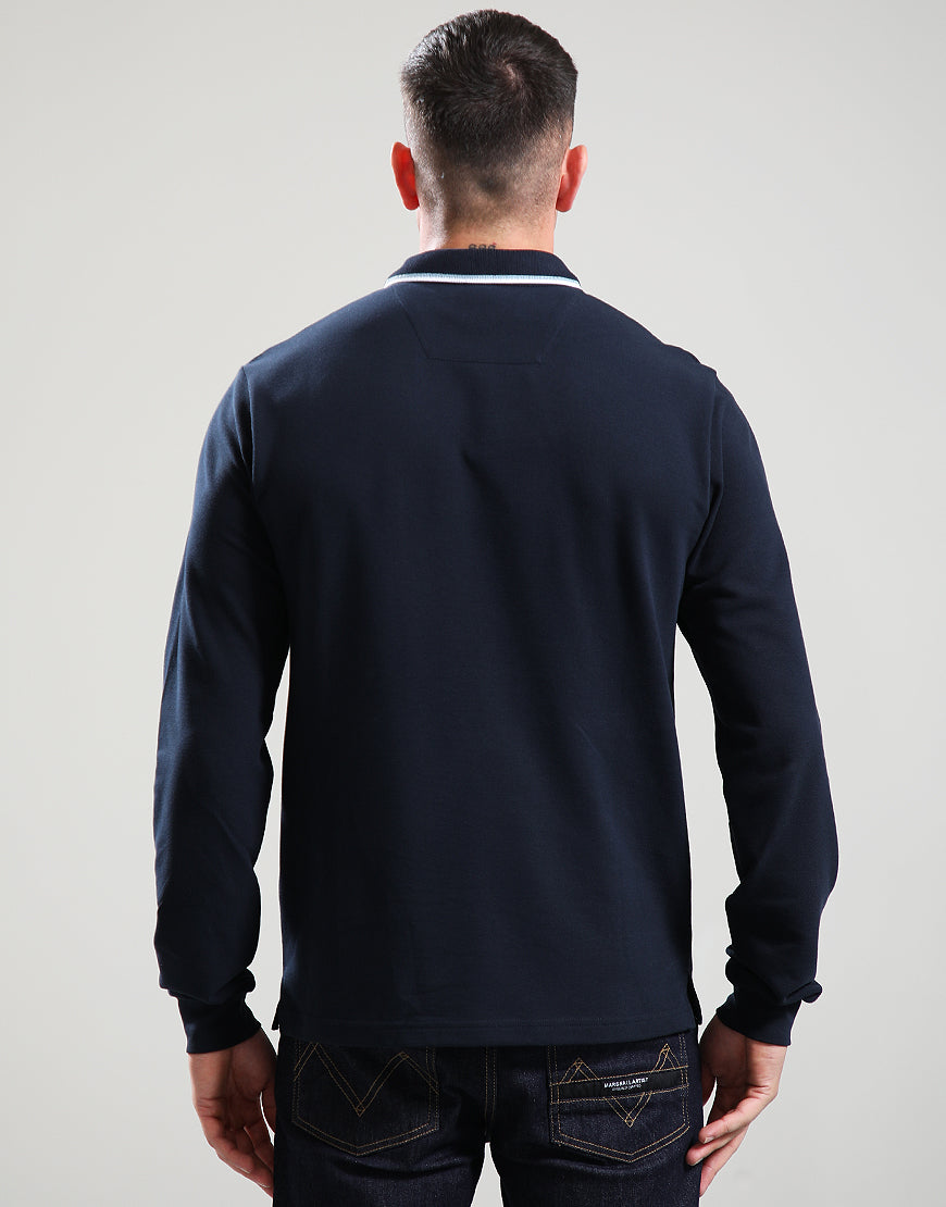 Marshall Artist Long Sleeved Tipped Polo Navy
