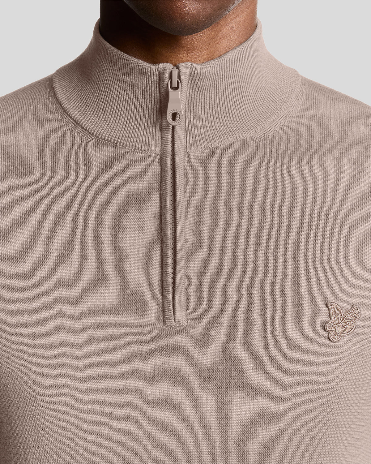 Lyle & Scott Tonal Eagle Merino Wool 1/4 Zip Jumper Cinder