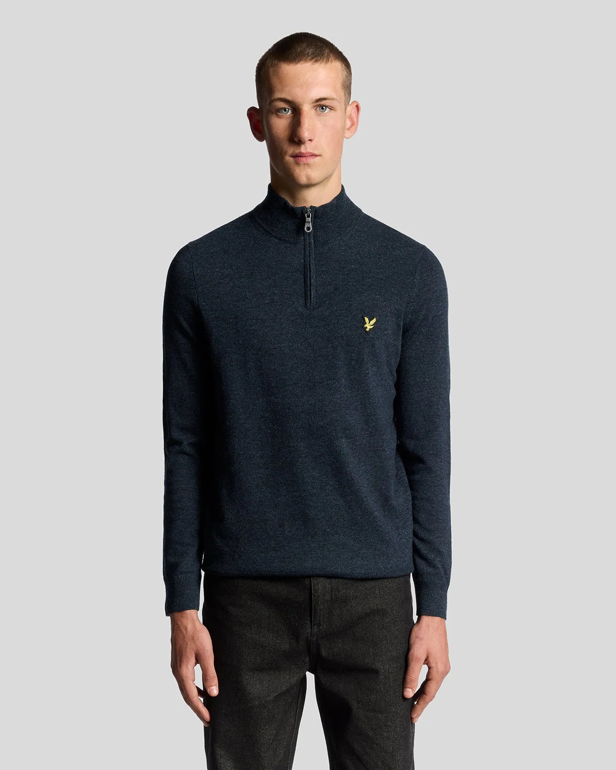 Lyle & Scott Lambswool Blend 1/4 Zip Jumper Dark Navy Marl