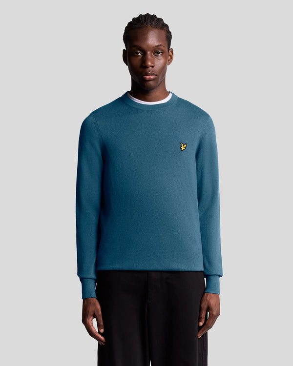 Lyle & Scott Cotton Merino Crew Neck Jumper Deep Water