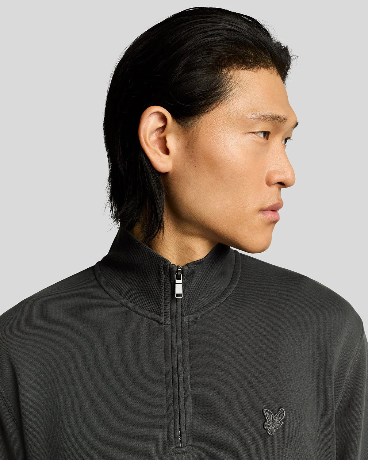 Lyle & Scott Superfine 1/4 Zip Tonal Sweat Gunmetal grey