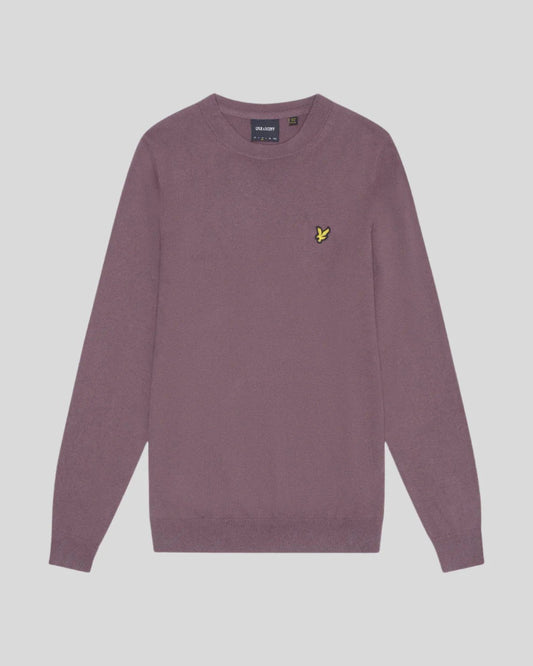Lyle & Scott Cotton Merino Crew Neck Jumper in Mauve