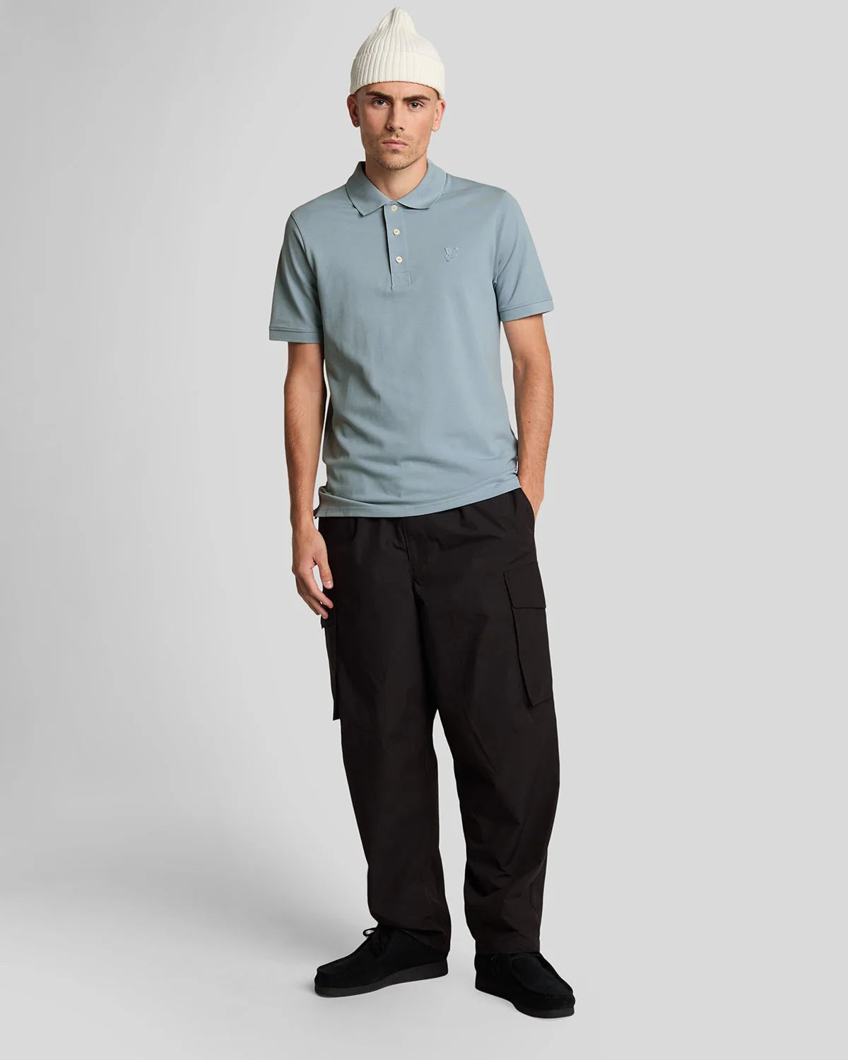Lyle & Scott Superfine Tonal Polo Blue Ash