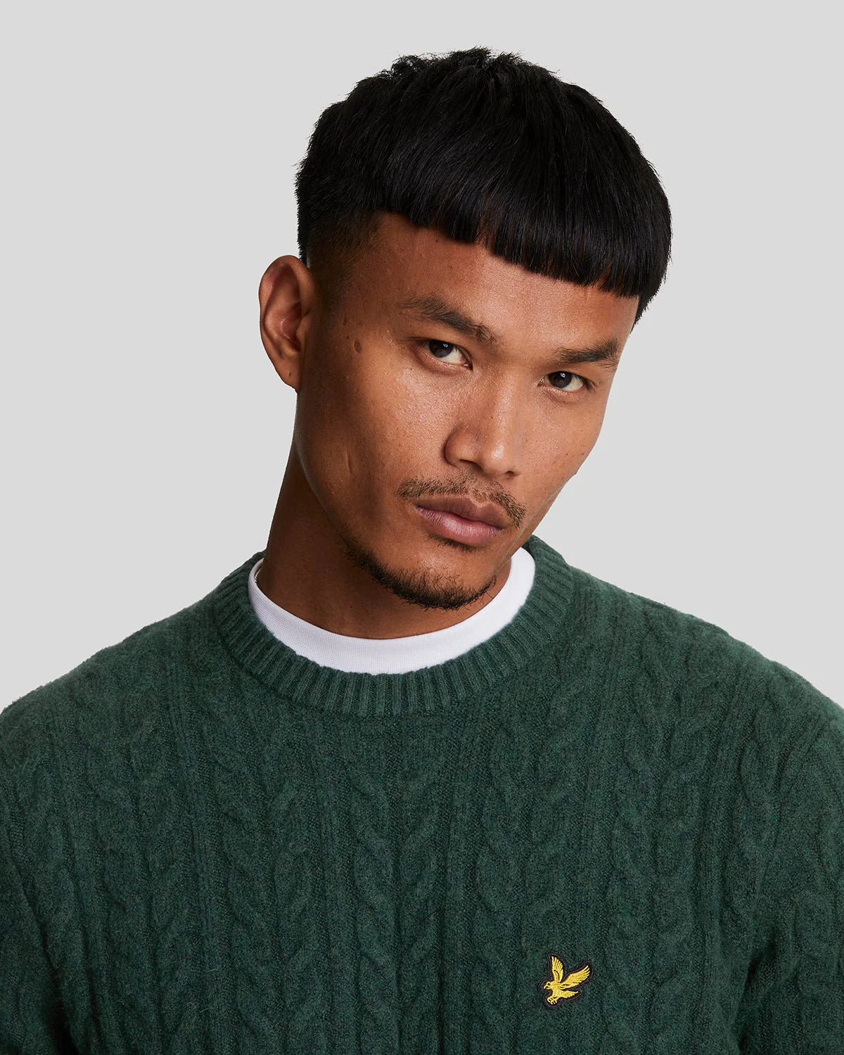 Lyle & Scott Cable Crew Neck Jumper in Green