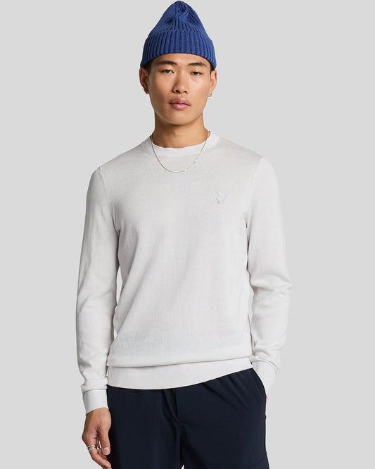 Lyle & Scott Tonal Superfine Crew Neck Jumper Blue Hint