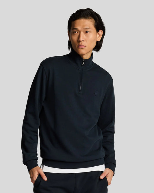 Lyle & Scott Tonal Superfine 1/4 Zip Sweatshirt Dark Navy