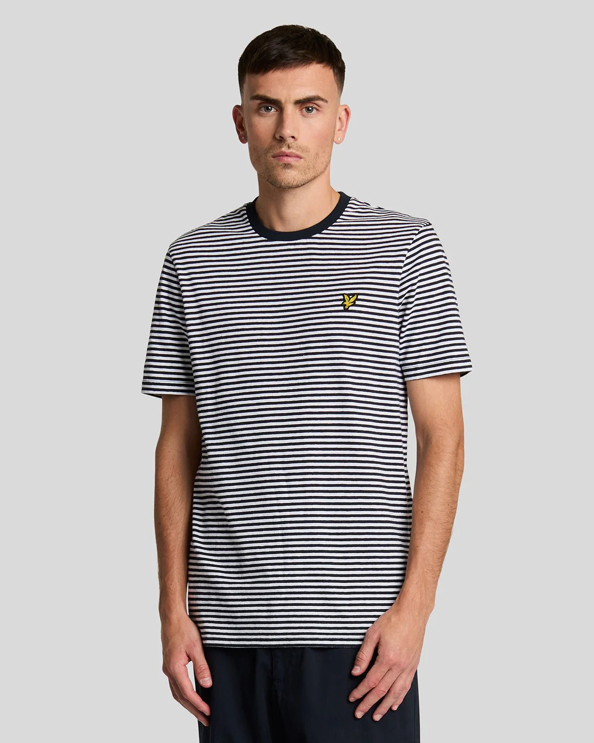 Lyle & Scott Linen Blend Breton Stripe T-Shirt Dark Navy