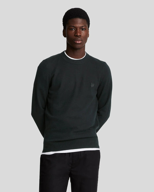 Lyle & Scott Tonal Eagle Lambswool Crew Jumper Jet Black