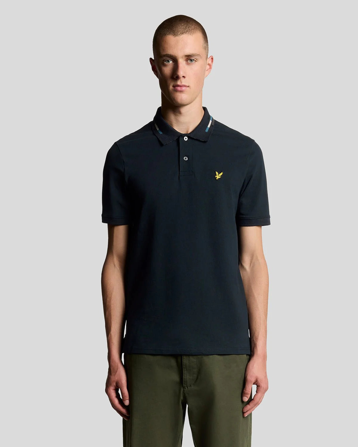 Lyle & Scott Striped Tipped Polo Dark Navy/Foam