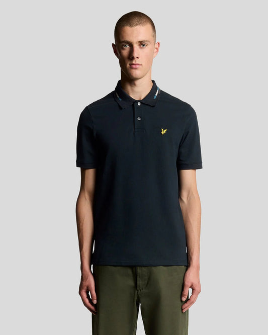Lyle & Scott Striped Tipped Polo Dark Navy/Foam