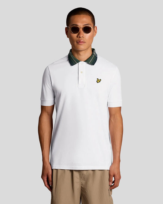 Lyle & Scott Tartan Collar Polo White