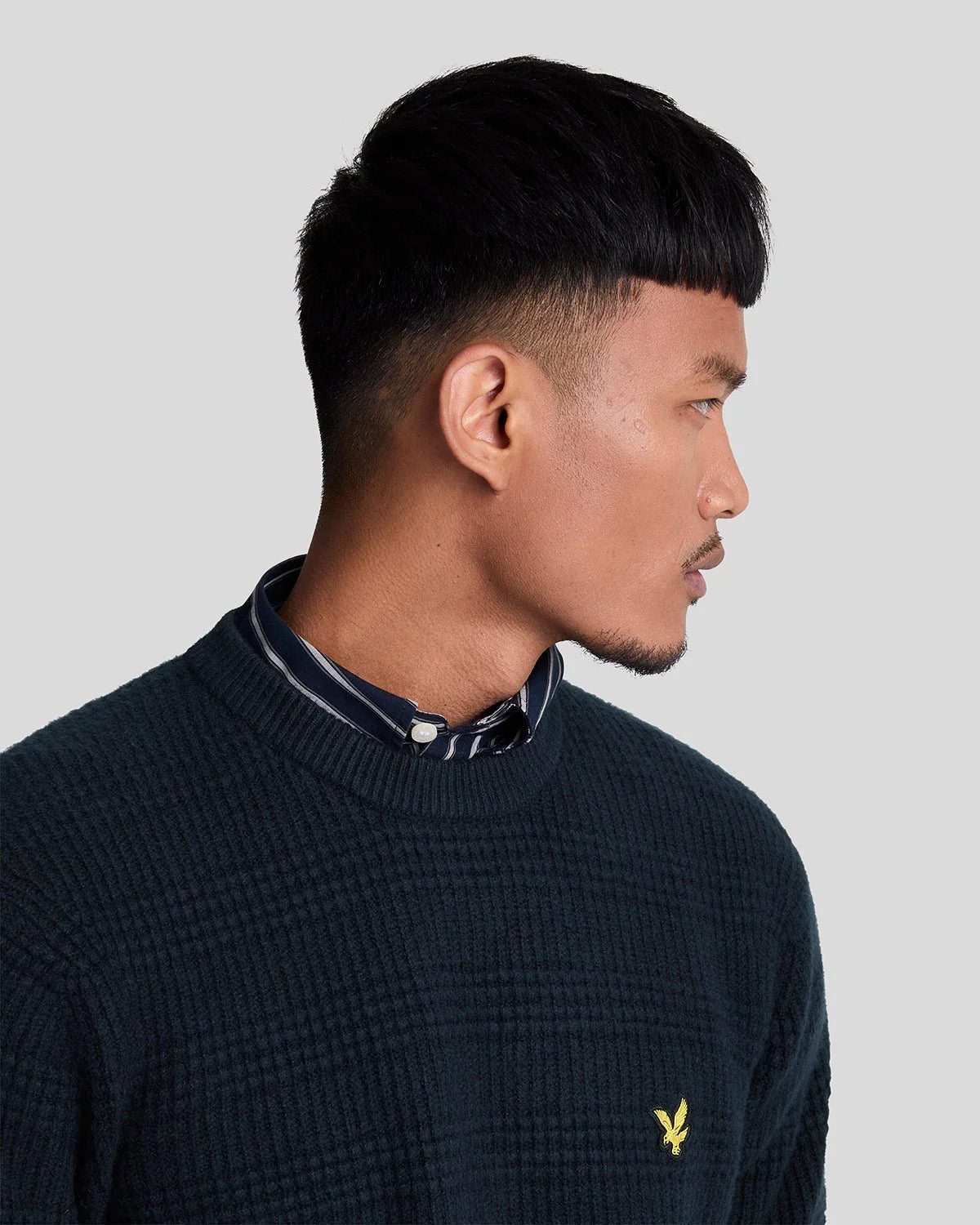 Lyle & Scott Waffle Knit Jumper in Dark Navy