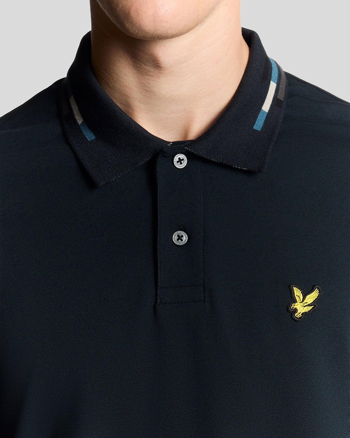 Lyle & Scott Striped Tipped Polo Dark Navy/Foam
