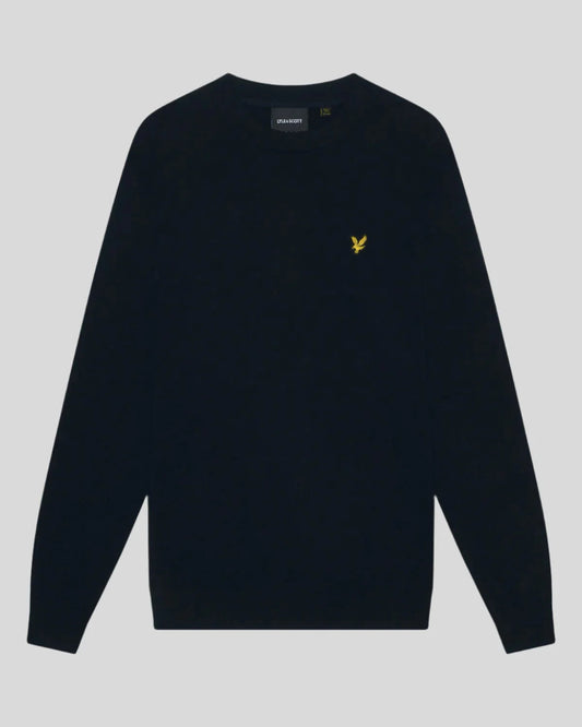 Lyle & Scott Cotton Merino Crew Neck Jumper in Dark Navy