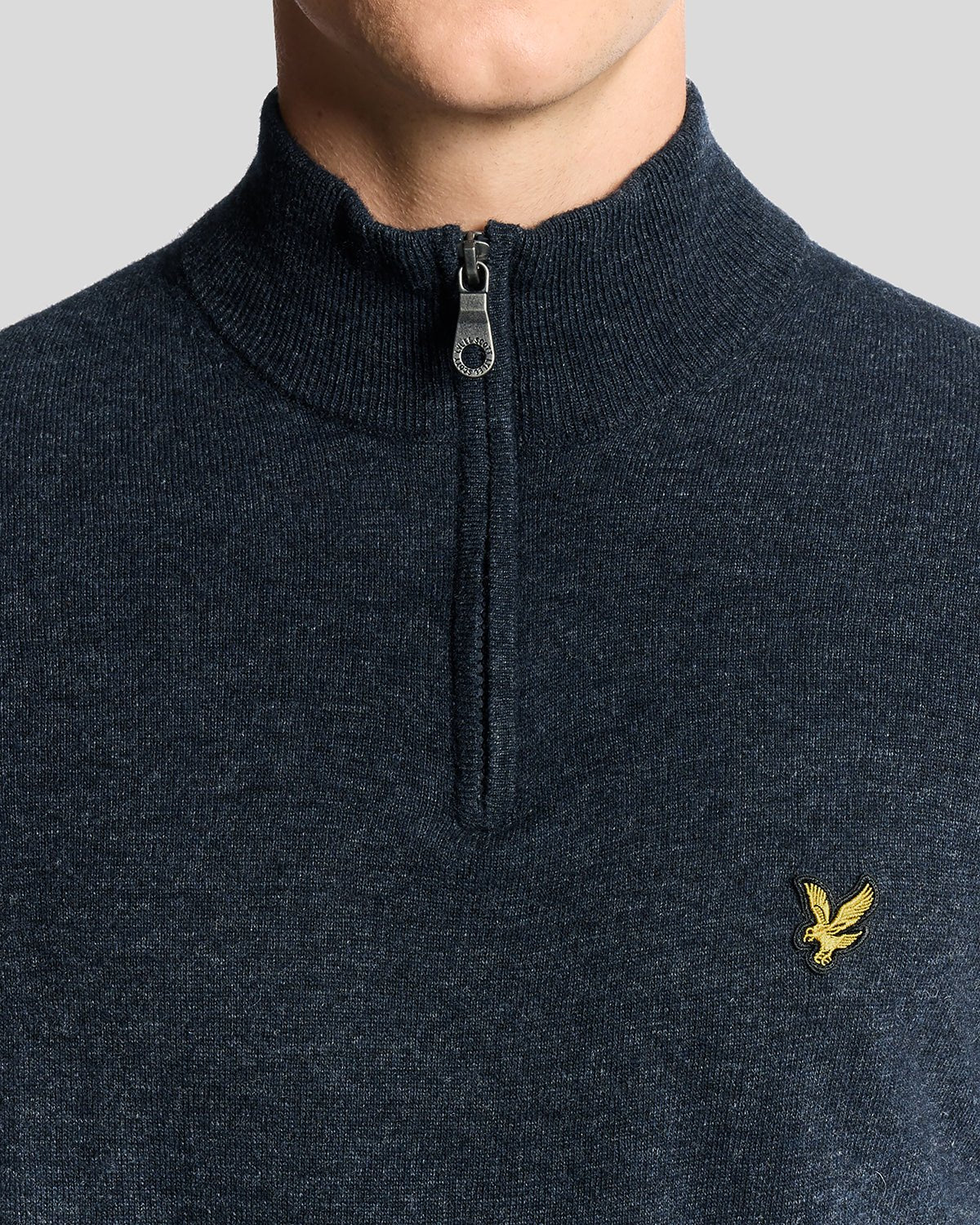 Lyle & Scott Lambswool Blend 1/4 Zip Jumper Dark Navy Marl
