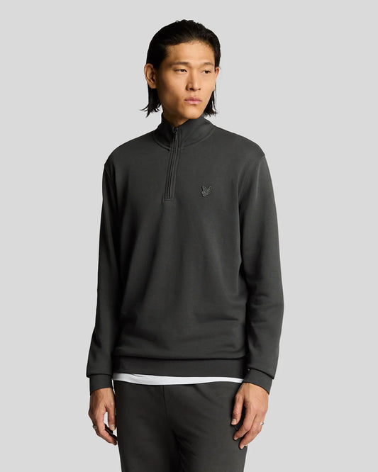 Lyle & Scott Superfine 1/4 Zip Tonal Sweat Gunmetal grey