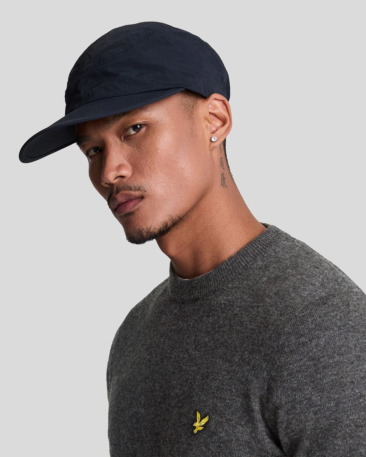 Lyle & Scott Lambswool Blend Crew Neck Jumper in Charcoal