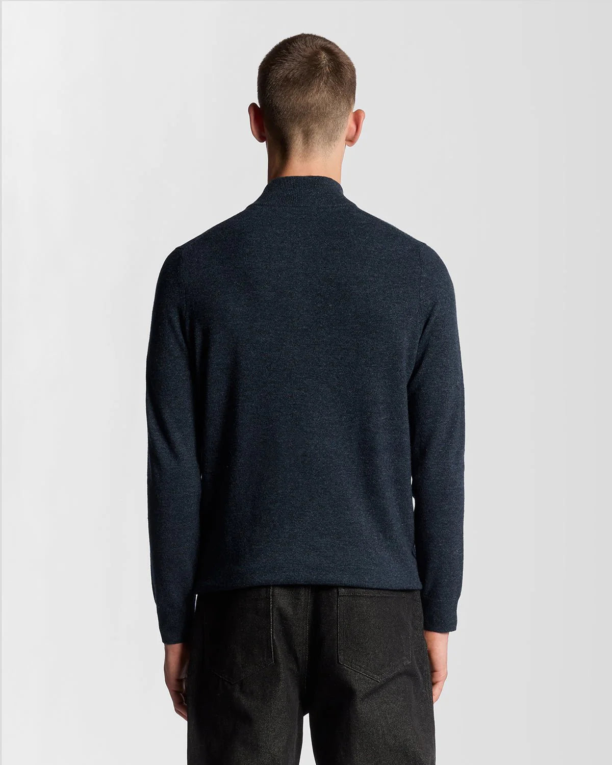 Lyle & Scott Lambswool Blend 1/4 Zip Jumper Dark Navy Marl